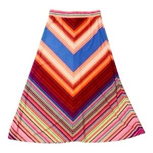 Cato Boho Maxi Skirt Sz M Multicolor Chevron Stretch Knit Pull-on Southwestern